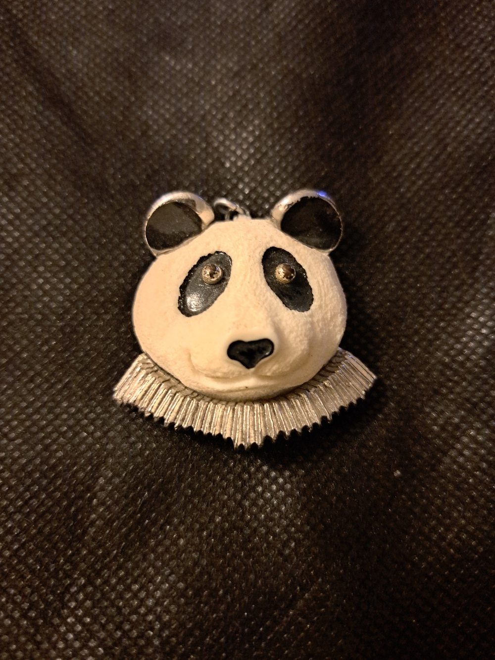Vintage Razza 1970's Panda Face  Pendant - White and Black